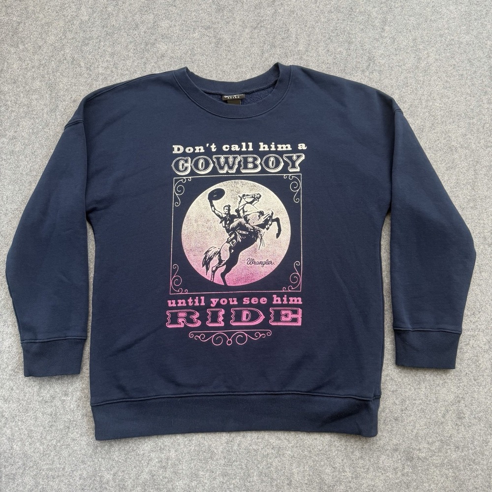Wrangler Retro Mens Navy Bronc Rider Western Graphic Sweatshirt S 112335543